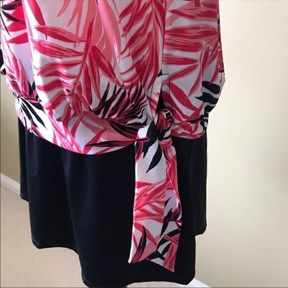 Pink Tropical Tankini Blouson Top and Swim Skirt - Picture 5 of 7